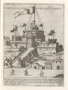 Zamek Świętego Anioła i Most Anioła Fortezza e ponte di Cast.o S.o Angelo (tytuł na obiekcie) Nowoczesne i starożytne zabytki i budynki w Rzymie (tytuł serii) Ornamenti di fabriche antichi et moderni dell