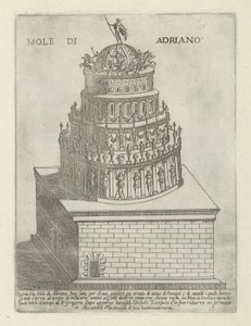 Mauzoleum Hadriana Mole di Adriano (tytuł na obiekcie) Nowoczesne i starożytne zabytki i budynki w Rzymie (tytuł serii) Ornamenti di fabriche antichi et moderni dell