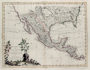 Meksyk lub Nowa Hiszpania zawierające Nowy Meksyk, Kalifornia z częścią sąsiednich krajów, z Tome IV Nowego Atlasu, wyryte przez G. Zulianiego, 1785 autorstwa Giovanni Marco Pitteri