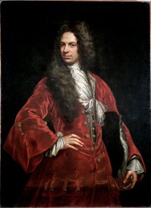 Portret dżentelmena w czerwonym kostiumie Obraz Giovanniego Marii Delle Piane dit il Mulinaretto (1660-1745) Wymiary 132x97 cm Genes Musei di Strada Nuova (ex Palazzo Bianco)
