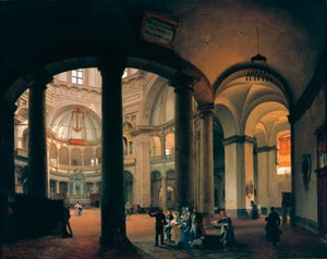 Widok z wnętrza bazyliki św. Wawrzyńca Obraz Giovanniego Migliary (1785-1837). 1835. Mediolan, Muzeum Mediolanu