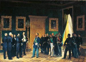 Druga wojna o niepodległość - Wiktor Emanuel Sabaudii przyjmuje posłów toskańskich z dekretem o przyłączeniu Toskanii do Królestwa Włoch