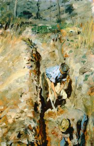 Kopacze, Giovanni Muzzioli (1854-1894), olej na desce, 30x19 cm autorstwa Giovanni Muzzioli