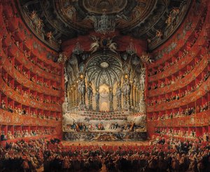 Koncert kardynała de La Rochefoucauld w Teatrze Argentyńskim w Rzymie na ślub Ludwika Delfina (1729-65) syna Ludwika XV z Marie-Josephe z Saksonii (1731-67), 1747 (olej na płótnie