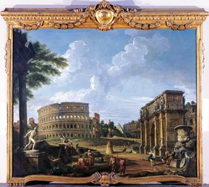 Koloseum i Łuk Konstantyna – Giovanni Paolo Pannini (1691-1765) autorstwa Giovanni Paolo Pannini