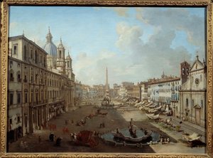 Piazza Navona w Rzymie (Piazza Navona, Rzym). Obraz Giovanni Paolo Pannini (Panini) (1691-1765) autorstwa Giovanni Paolo Pannini