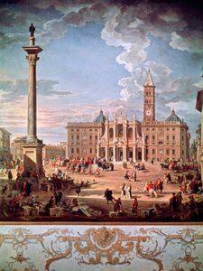 Piazza i kościół Santa Maria Maggiore autorstwa Giovanni Paolo Pannini