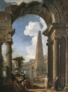 Ruiny Świątyni z Sybillą, ok. 1719 (olej na płótnie) autorstwa Giovanni Paolo Pannini