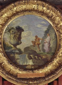 Ruiny z dwoma mężczyznami, ok. 1750-60 (olej na miedzi) autorstwa Giovanni Paolo Pannini