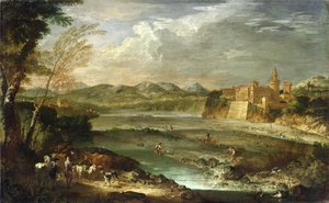 Dolina Trebbia z zamkiem Rivalta, ok. 1930 r. 1720 autorstwa Giovanni Paolo Pannini