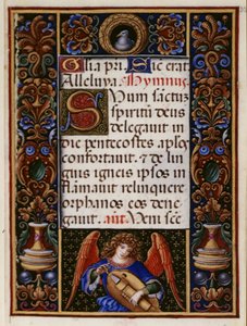Dodaj 34294 fol.32 Strona tekstowa z ozdobną ramką, z „Godzin Sforza”, Mediolan, ok. 1490 (welin) autorstwa Giovanni Pietro Birago
