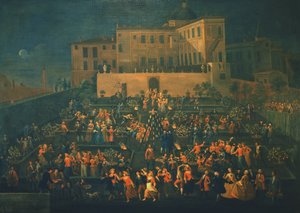 Święto Mozzatore w ogrodzie Palazzo Rospigliosi w 1740 r., ok. 1740 r. autorstwa Giovanni Reder
