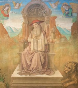 Święty Hieronim na tronie (tempera na desce)