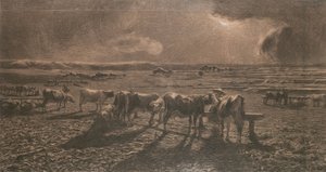 Wieczór (Wypas, Alla stanga) autorstwa Giovanni Segantini