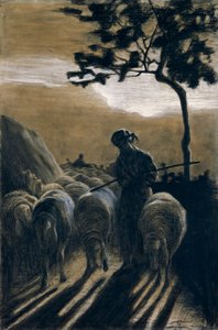 Stado na drodze – Giovanni Segantini (1858-1899) autorstwa Giovanni Segantini