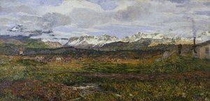 Pejzaż na Maloja lub Powrót do rodzinnego miasta autorstwa Giovanni Segantini