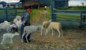 Wróć do stajni. 1888 autorstwa Giovanni Segantini