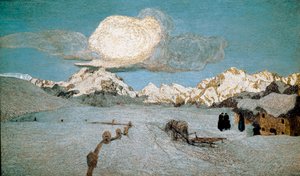 Tryptyk natury lub Engadyny: „Śmierć” Obraz Giovanniego Segantiniego (1858-1899) 1896-1899 Nd. 192x320 cm Saint Moritz, Muzeum Segantini