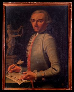 Portret austriackiego kompozytora i harfisty Christiana Josepha Lidartiego (1730-1793) Obraz Giovanniego Stelli. 18 wiek. Bolonia, Muzeum Miejskie Muzeum Bibliograficzne autorstwa Giovanni Stella