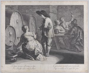 Barmanka napełniająca kubki..., 1760-70.