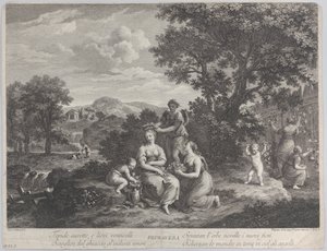 Primavera, grupa kobiet zbierających kwiaty i wyrabiających z nich korony, ok. godz. 1764.