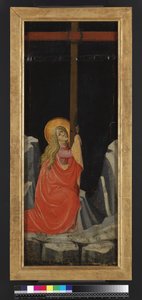 Maria Magdalena obejmująca Krzyż, rewers (tempera i złoto na panelu)