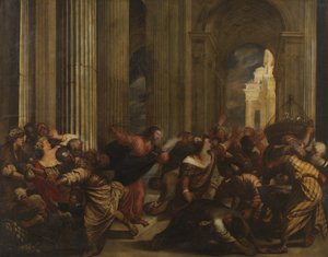 Chrystus wyprowadza lichwiarzy ze świątyni, ok. 1575-90