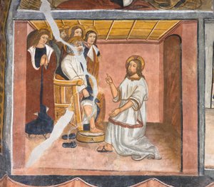 Jezus umywa nogi Piotrowi podczas Ostatniej Wieczerzy