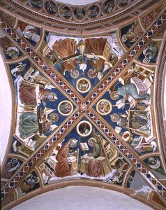 Lekarze w świątyni, ewangeliści i ośmiu proroków, ze sklepienia kaplicy (fresk) autorstwa Giovanni di Corraduccio