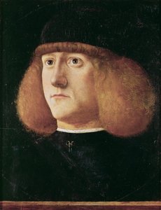Renesans : Portret młodzieńca par Mansueti, Giovanni di Niccolo (ok. 1465-1527), ok. 201 1500. Olej na drewnie, 29,7x22,3. Muzeum Historii Sztuki, Wiedeń