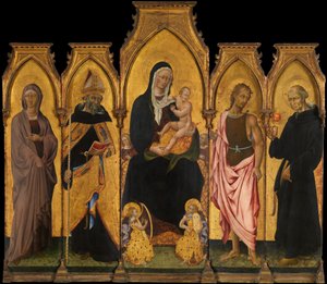 Madonna z Dzieciątkiem ze świętymi, 1454. autorstwa Giovanni di Paolo