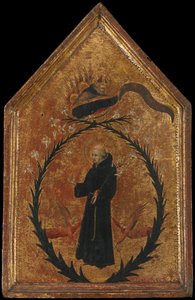 Uniesienie św. Mikołaja z Tolentino, ca. 1450. autorstwa Giovanni di Paolo