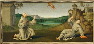 Święty Franciszek z Asyżu otrzymuje stygmaty ... autorstwa Giovanni di Pietro (c.1450 1529) (studio of)