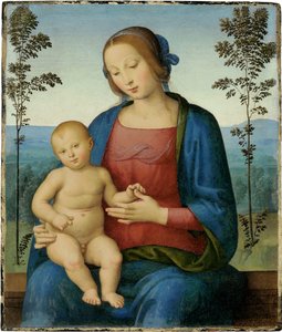 Dziewica z Dzieciątkiem (Madonna z Dzieciątkiem) - Obraz Lo Spagna (Giovanni di Pietro) (1450-1528), olej na desce (36,8x31,4 cm), renesans włoski - kolekcja prywatna autorstwa Giovanni di Pietro (c.1450 1529)
