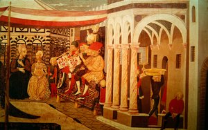 Front z Adimari Cassone przedstawiający scenę ślubu przed baptysterium, ok. 1450