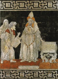 Hermes Trismegistus. Mozaika podłogowa w katedrze w Sienie, 1488. autorstwa Giovanni di Stefano