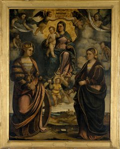 Madonna z Dzieciątkiem między świętymi Katarzyną i Apollonią, 1526. autorstwa Girolamo Dal Toso