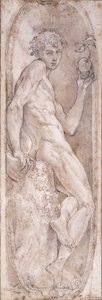 Adam trzymający Jabłko, siedzący w Medalionie, ok.1547-1553