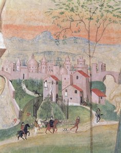 Widok Prato City, fragment z Ukrzyżowania, z Domu Kapituły, 1509 autorstwa Girolamo Ristori