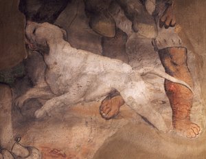 Figura psa, fragment fresku Girolamo Romanino (ca1484-1566), kościół Sant