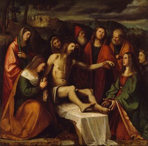 Жироламо Романиногийн Пиета (ойролцоогоор 1484-1562 оноос хойш), канвасполи дээр тосон зурсан autorstwa Girolamo Romanino