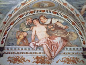 Śmierć Kleopatry, luneta, 1531-32 autorstwa Girolamo Romanino