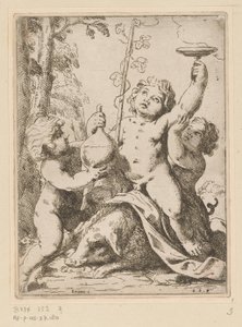 Bachanalia z trójką dzieci autorstwa Girolamo Scarselli