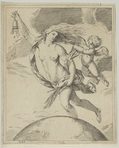 Fortuna lecąca nad kulą ziemską..., ca. 1660-80. autorstwa Girolamo Scarsello