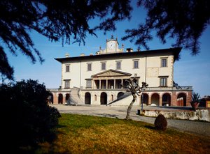 Willa Medici (Willa Medici); Widok na Villa Ambra a Poggio a Caiano rozpoczął się w 1485 roku według projektu Giuliano da Sangallo.