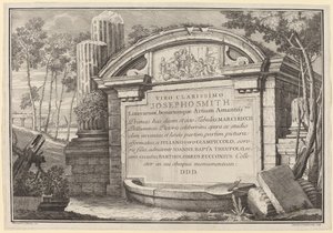 Klasyczne ruiny w krajobrazie: frontyspis autorstwa Giuliano Giampiccoli and Giovanni Battista Tiepolo