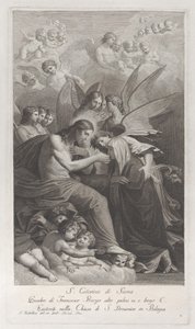 Chrystus podający Najświętszą Hostię klęczącej Świętej Katarzynie Sieneńskiej..., 1750-1812.