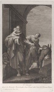 Święty Józef niosący Dzieciątko Jezus podczas ucieczki do Egiptu, 1760-1800.