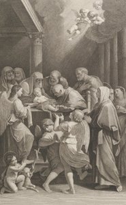 Obrzezanie Chrystusa, otaczająca go grupa mężczyzn, kobiet i aniołów..., ca. 1760-1800.