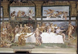 Przygotowania do Uczty Bogów na zaślubiny Kupidyna i Psyche, szczegół autorstwa Giulio (1483 1520) Romano